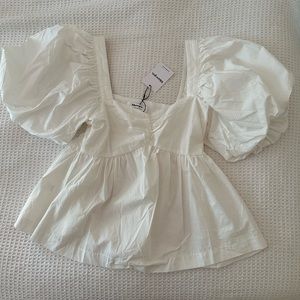 NWT Showpo White Puff Sleeve Blouse